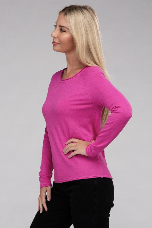 Viscose Round Neck Basic Sweater-Charmful Clothing Boutique