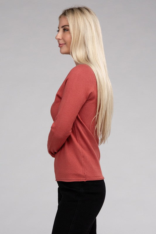 Viscose Round Neck Basic Sweater-Charmful Clothing Boutique