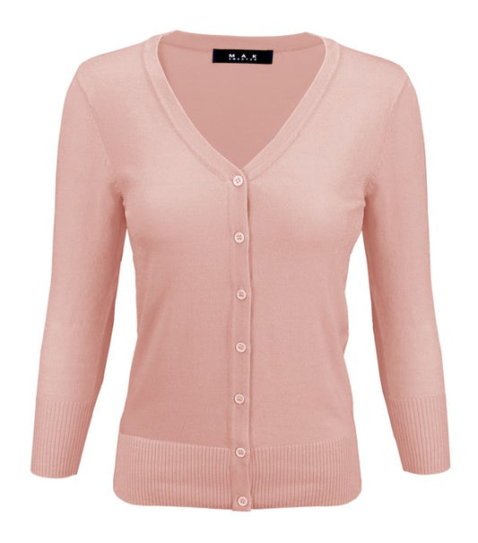 V-Neck Button Down Knit Cardigan Sweater-Charmful Clothing Boutique