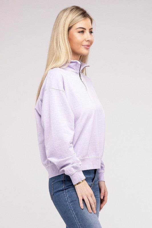 Half Zip Long Sleeve Sweatshirt-Charmful Clothing Boutique