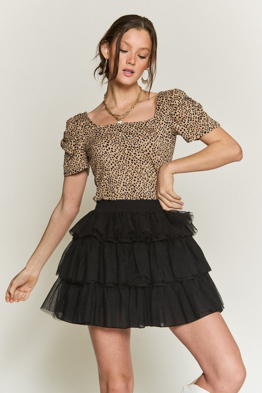 SOLID MESH TIERED SKIRTS-Charmful Clothing Boutique