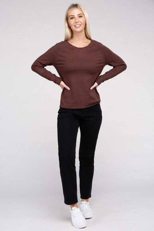 Viscose Round Neck Basic Sweater-Charmful Clothing Boutique