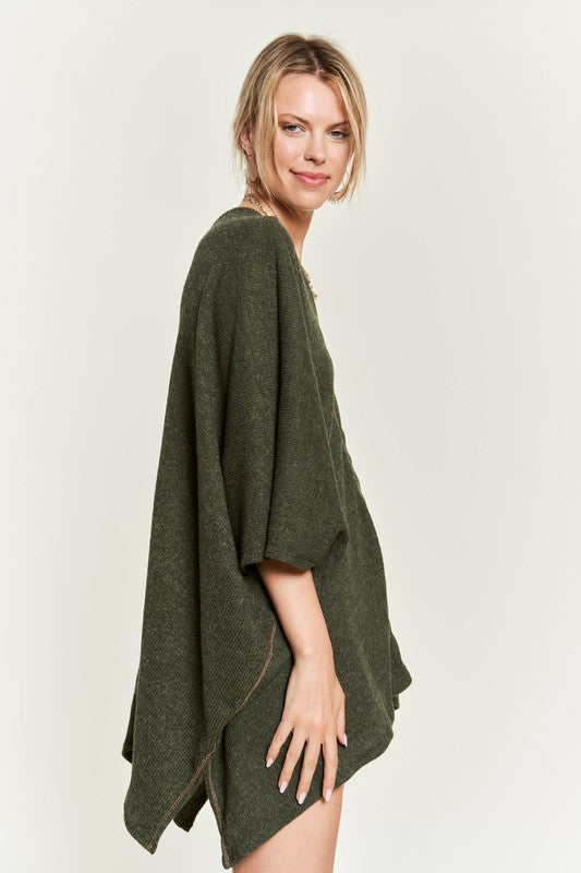 VNECK PONCHO TOP-Charmful Clothing Boutique