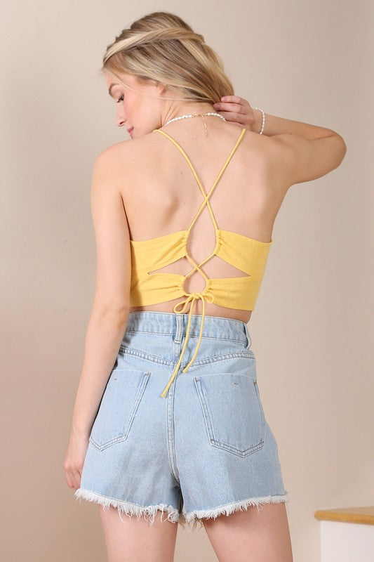 SL yellow crop tank top-Charmful Clothing Boutique