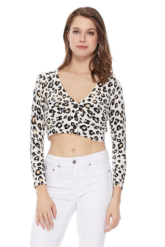 Cropped Bolero Leopard Print Sweater Cardigan-Charmful Clothing Boutique