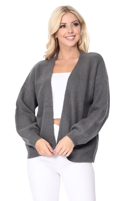 Bubble Bell Sleeve Chunky Open Sweater Cardigan-Charmful Clothing Boutique