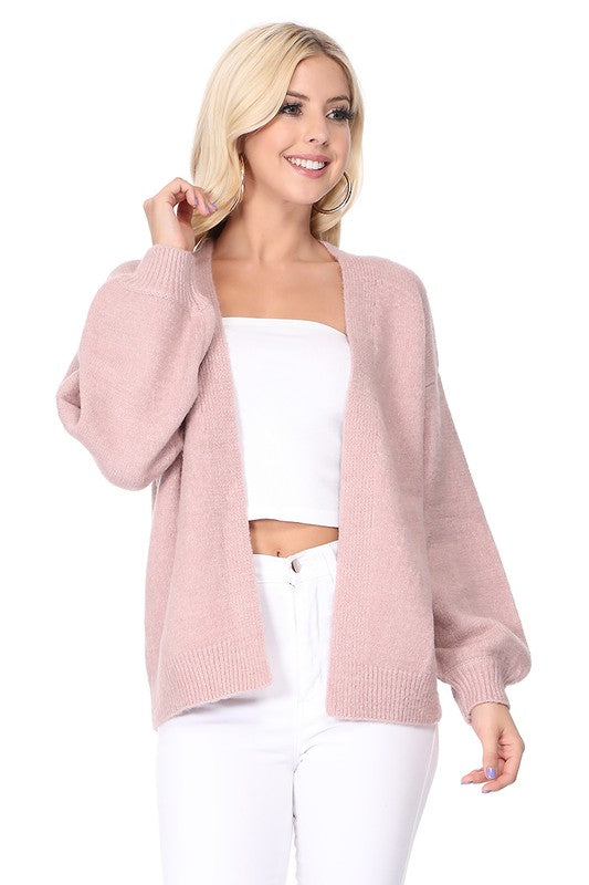 Bubble Bell Sleeve Chunky Open Sweater Cardigan-Charmful Clothing Boutique