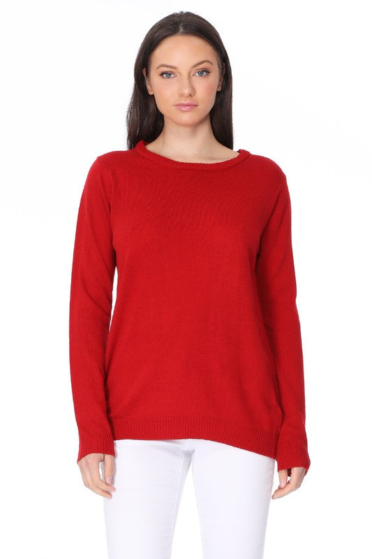 Long Sleeve Crewneck Pullover Sweater-Charmful Clothing Boutique