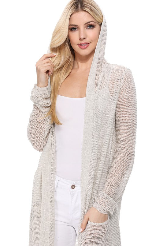 Summer Cool Open Front Hoodie Long Cardigan-Charmful Clothing Boutique