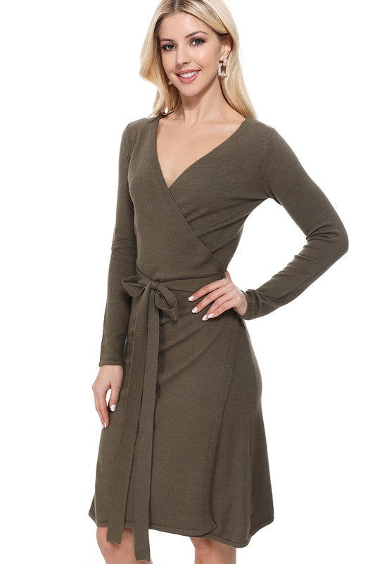 V-Neck  Belted Wrap Long Cardigan-Charmful Clothing Boutique