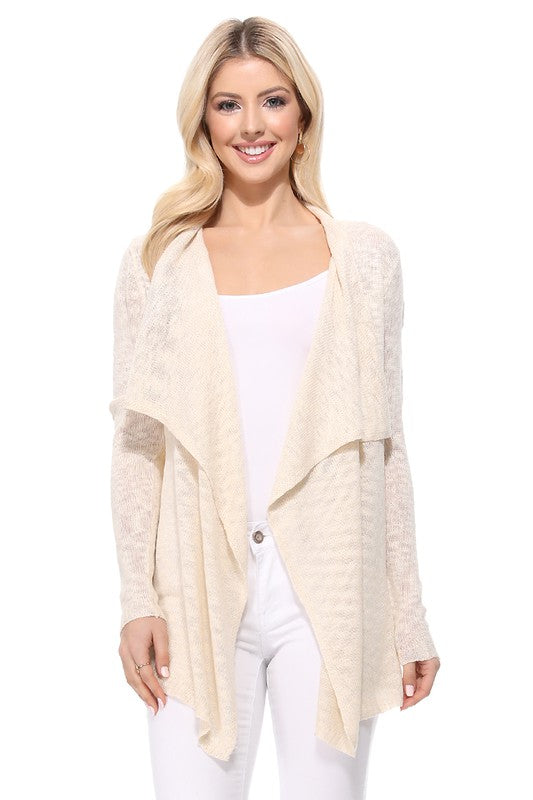 Draped Collar, Drape Front Sweater Cardigan-Charmful Clothing Boutique