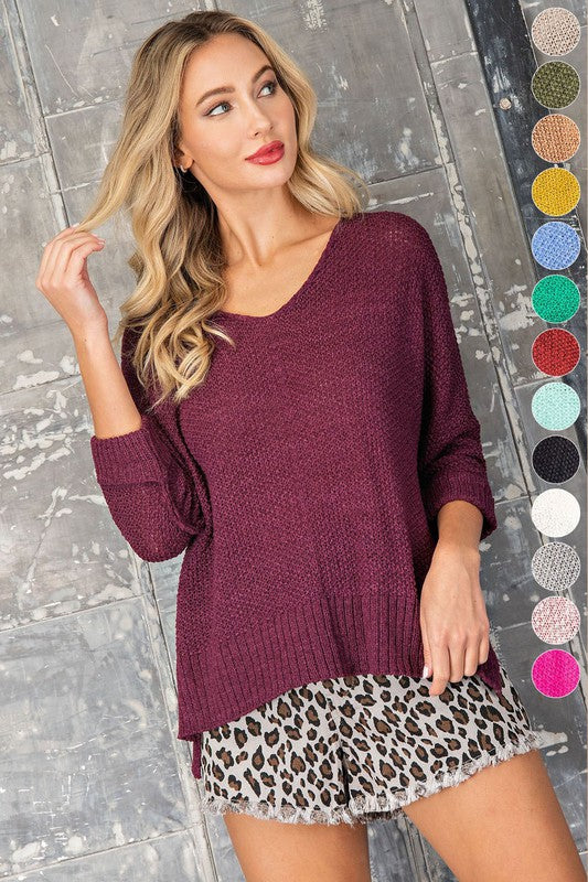 Crew Neck Knit Sweater-Charmful Clothing Boutique