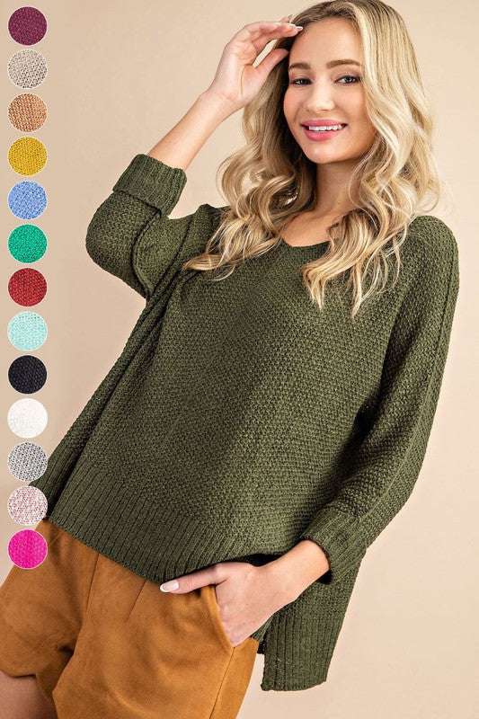 Crew Neck Knit Sweater-Charmful Clothing Boutique