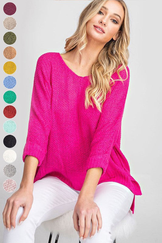 Crew Neck Knit Sweater-Charmful Clothing Boutique