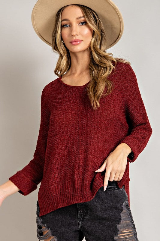 Crew Neck Knit Sweater-Charmful Clothing Boutique