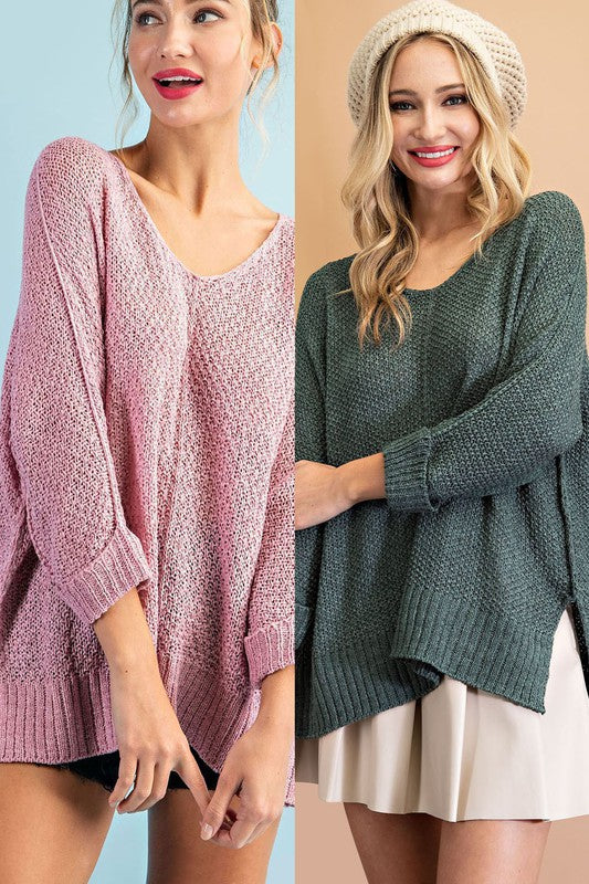 Crew Neck Knit Sweater-Charmful Clothing Boutique