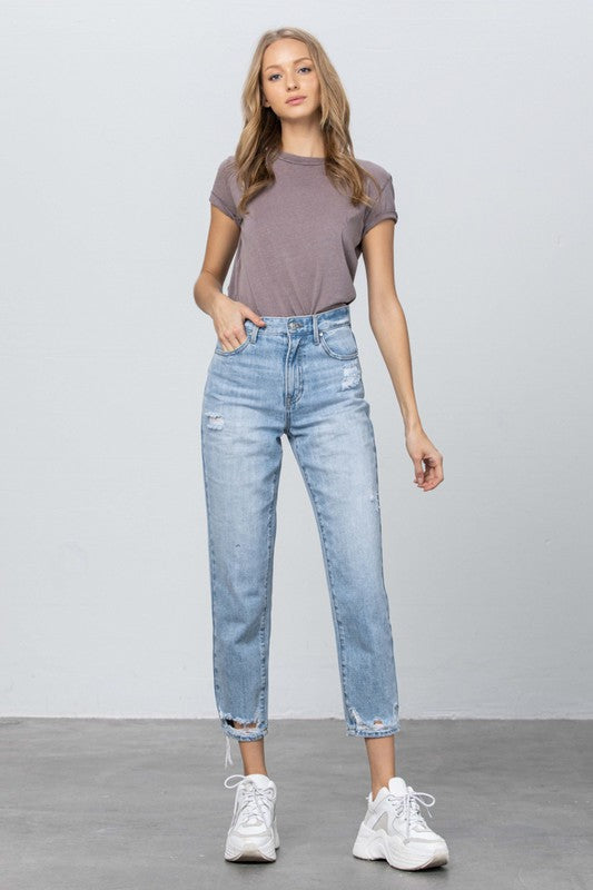 HIGH RISE TAPERED JEANS-Charmful Clothing Boutique