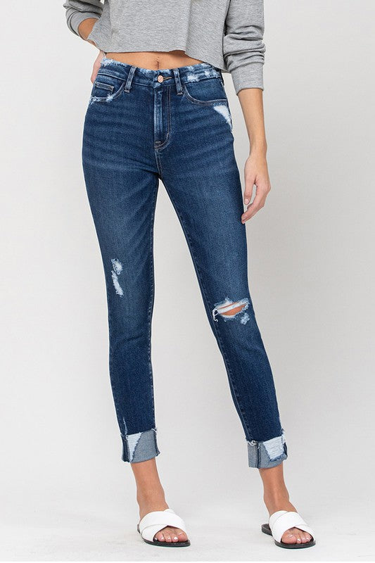 High Rise Distressed Clean Cut Crop Skinny-Charmful Clothing Boutique