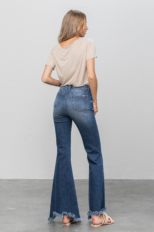 BUTTON DOWN WIDE FLARE JEANS-Charmful Clothing Boutique