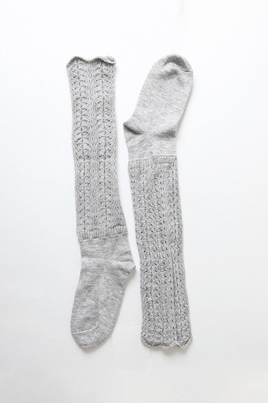 Shell Stitch Crew Socks-Charmful Clothing Boutique