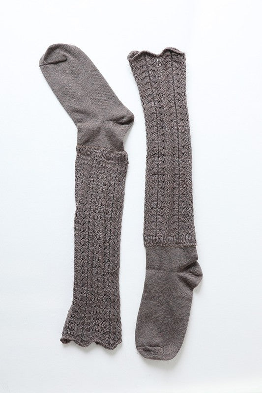 Shell Stitch Crew Socks-Charmful Clothing Boutique