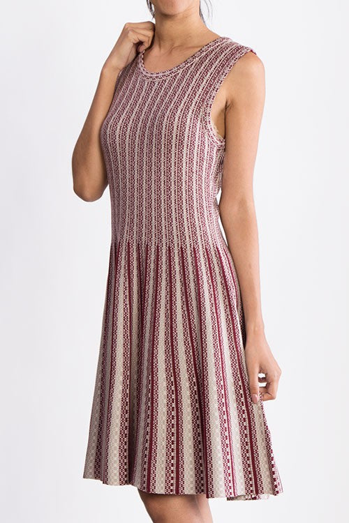 Flare Sleeveless Jacquard Sweater Knitted Dress-Charmful Clothing Boutique