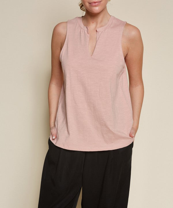 V SHAPE SLEEVELESS TOP-Charmful Clothing Boutique