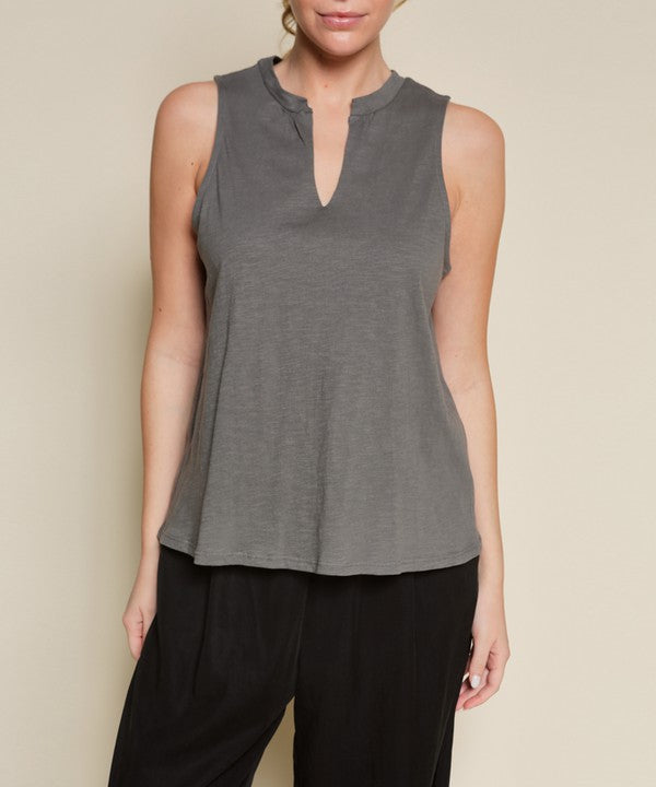 V SHAPE SLEEVELESS TOP-Charmful Clothing Boutique