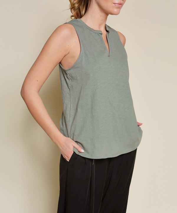 V SHAPE SLEEVELESS TOP-Charmful Clothing Boutique