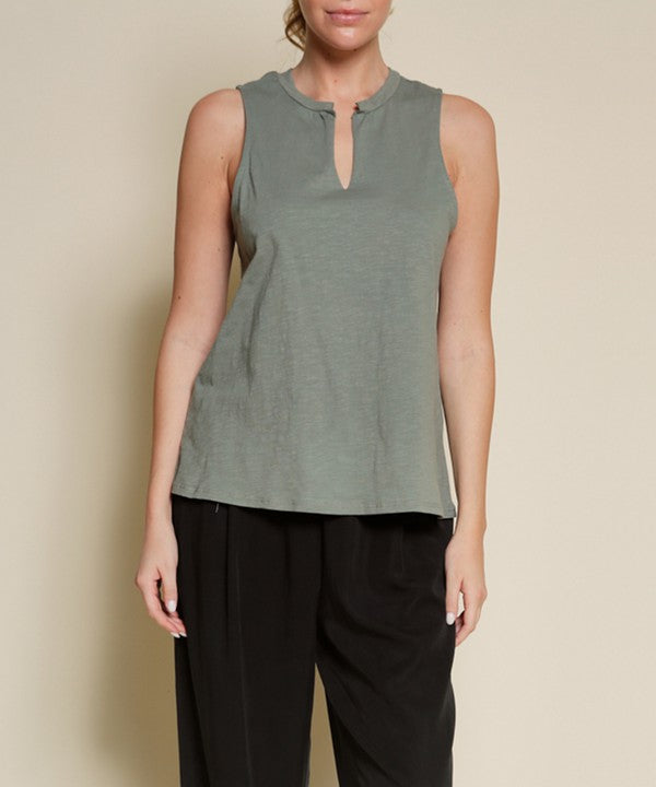 V SHAPE SLEEVELESS TOP-Charmful Clothing Boutique