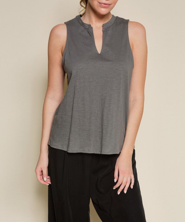 V SHAPE SLEEVELESS TOP-Charmful Clothing Boutique