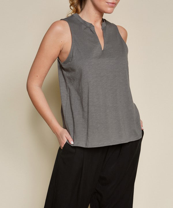 V SHAPE SLEEVELESS TOP-Charmful Clothing Boutique