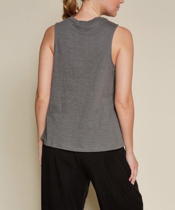 V SHAPE SLEEVELESS TOP-Charmful Clothing Boutique