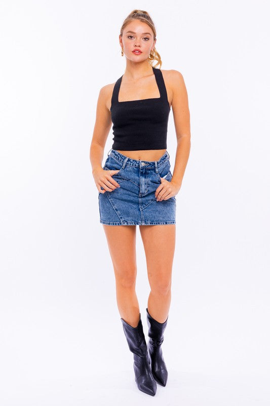 RIBBED KNIT CAMI FEATURED IN A CROPPED SILHOUETTE-Charmful Clothing Boutique