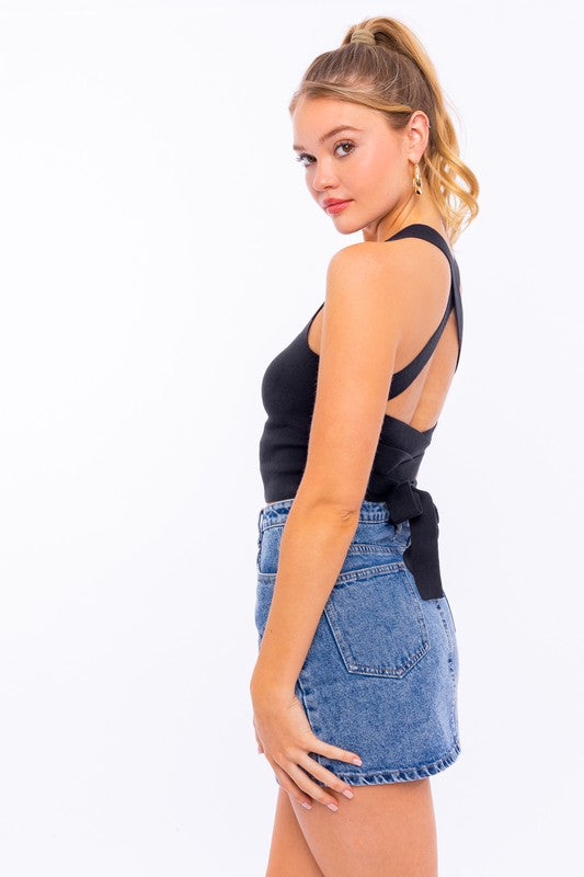 RIBBED KNIT CAMI FEATURED IN A CROPPED SILHOUETTE-Charmful Clothing Boutique