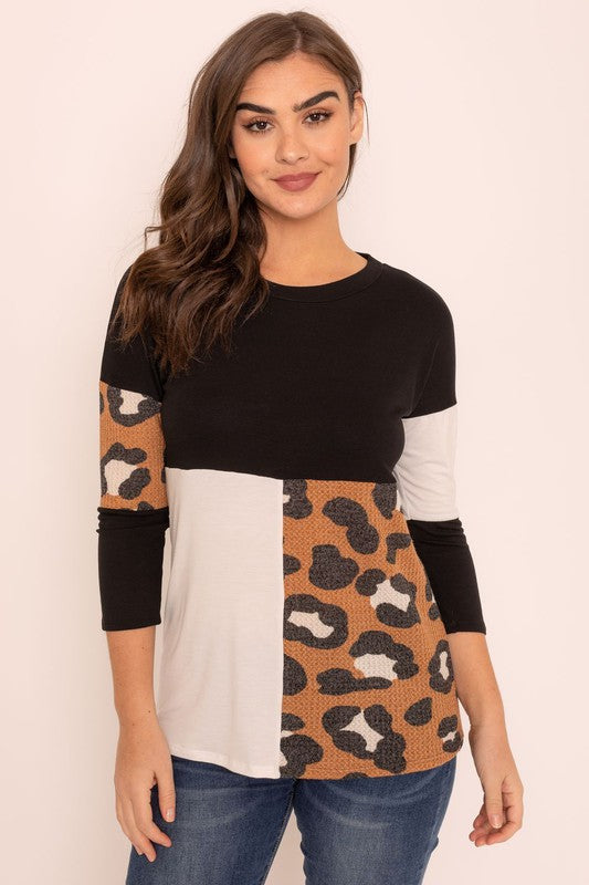 Leopard Color Block Tunic-Charmful Clothing Boutique