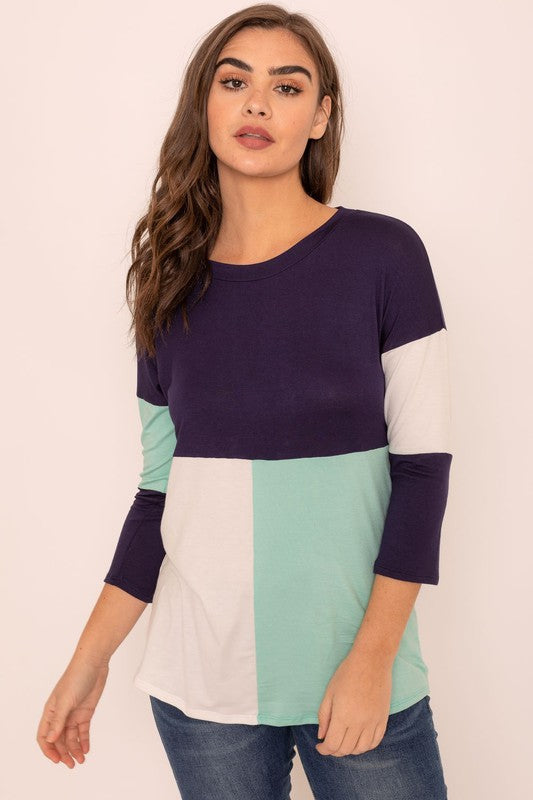 Plus Color Block Tunic-Charmful Clothing Boutique