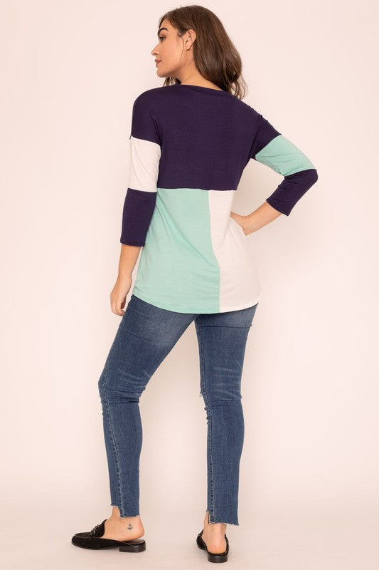 Plus Color Block Tunic-Charmful Clothing Boutique