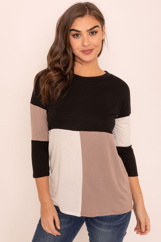 Plus Color Block Tunic-Charmful Clothing Boutique