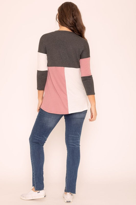 Plus Color Block Tunic-Charmful Clothing Boutique