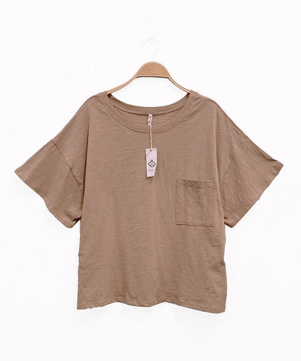 POCKET OVERSIZE CROP T-Charmful Clothing Boutique