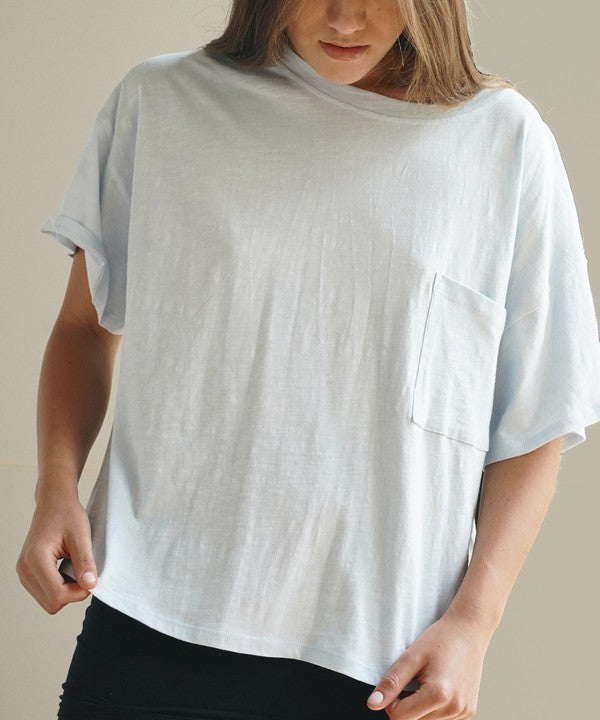 POCKET OVERSIZE CROP T-Charmful Clothing Boutique