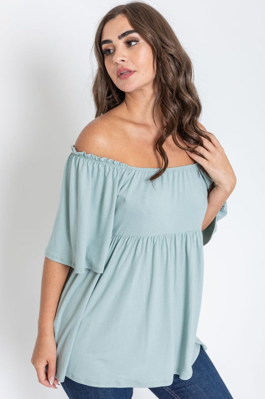 Solid Square Neck Babydoll Tunic-Charmful Clothing Boutique