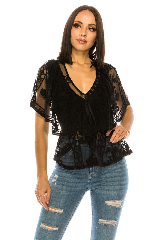 Lace Black tOP-Charmful Clothing Boutique