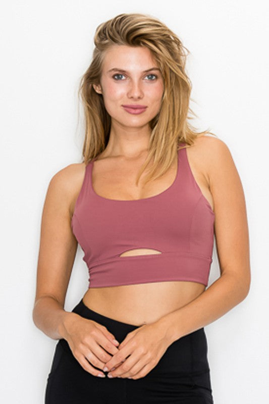 Cross Back Front Slit Sports Bra 1210-Charmful Clothing Boutique