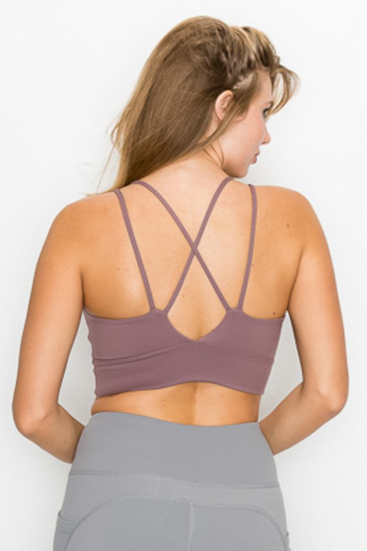 Cross Back Front Slit Sports Bra 1210-Charmful Clothing Boutique