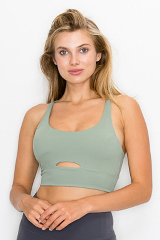 Cross Back Front Slit Sports Bra 1210-Charmful Clothing Boutique