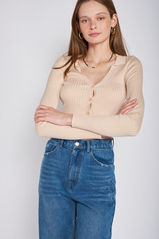 RIBBED BUTTON DOWN CROP CARDIGAN-Charmful Clothing Boutique