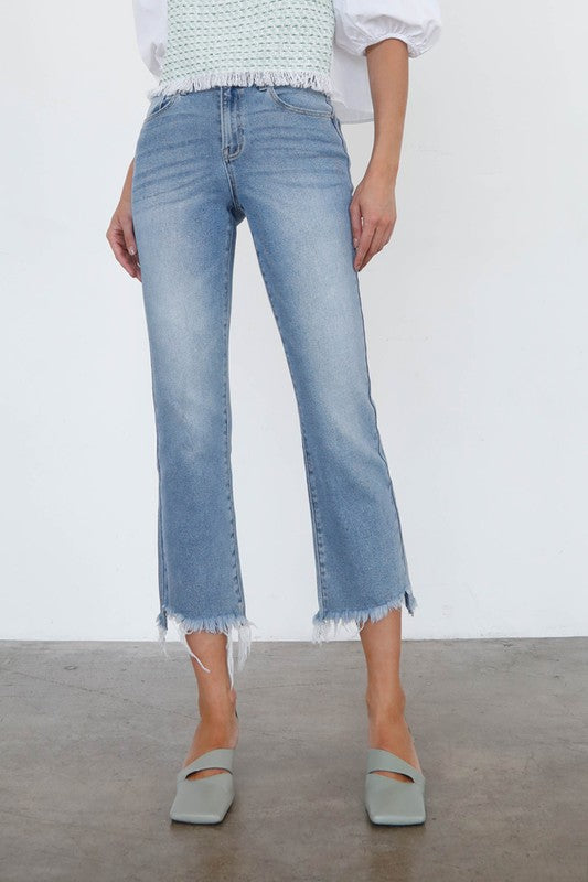 HIGH RISE CROP BOOT CUT JEANS-Charmful Clothing Boutique