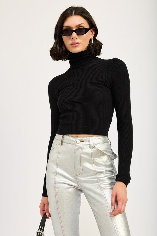 TURTLE NECK LONG SLEEVE TOP-Charmful Clothing Boutique